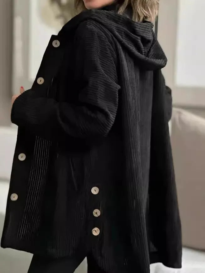 Hooded Button Mid Length Coat