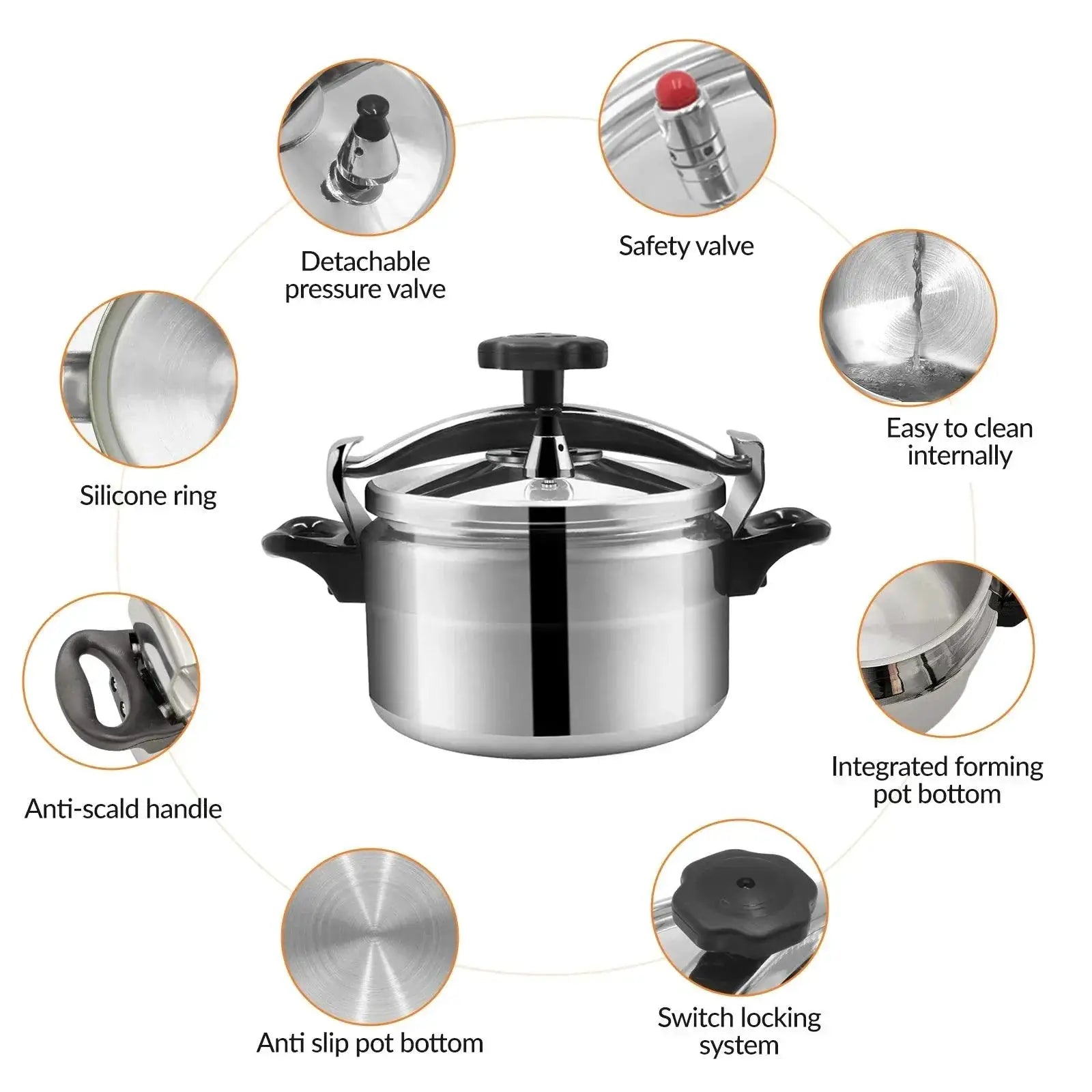 9L Aluminum Pressure Cooker Induction Gas Compatible