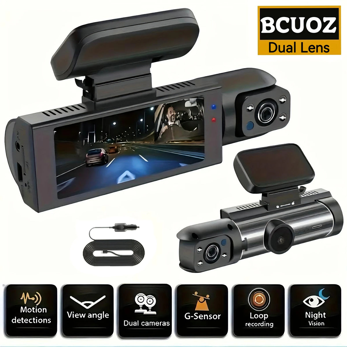 BCUOZ Dual-Lens Dashcam Front Camera And Built-In Car Cameras — product view 8