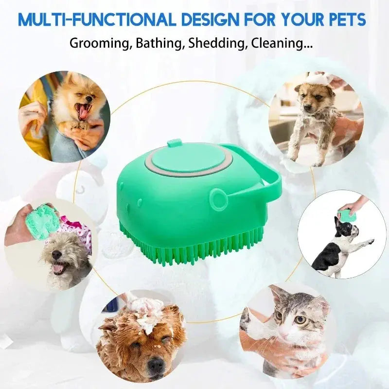 Pet Dog Shampoo Brush 2.7oz Soft Silicone Groomer 80ml