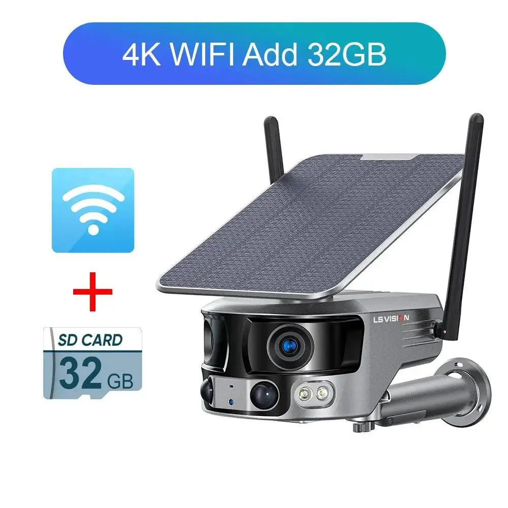 Solar Security Camera for Home Safety — 4K WIFI Add 32GB
