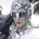 Futuristic Cyberpunk Wrap Around Sunglasses Silver Lenses