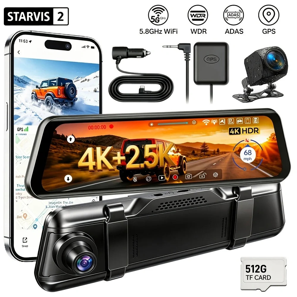 Smart Rear View Mirror Dash Cam, with Sensors And Wifi, ADAS — product view 1