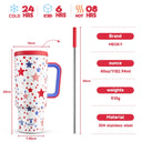 Meoky 40oz Tumbler Handle Straw Stainless Steel Cup Gift