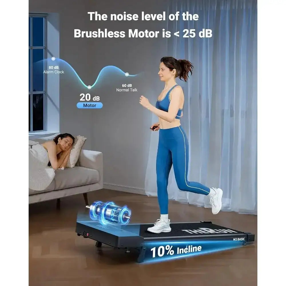 Portable 2.5 HP Under Desk Walking Pad with Auto Incline, Remote Control, and LED Display