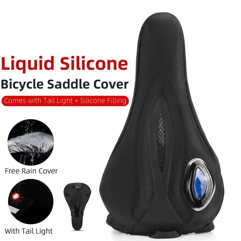 Gel Memory Foam Bike Saddle Cover With Safety Taillights