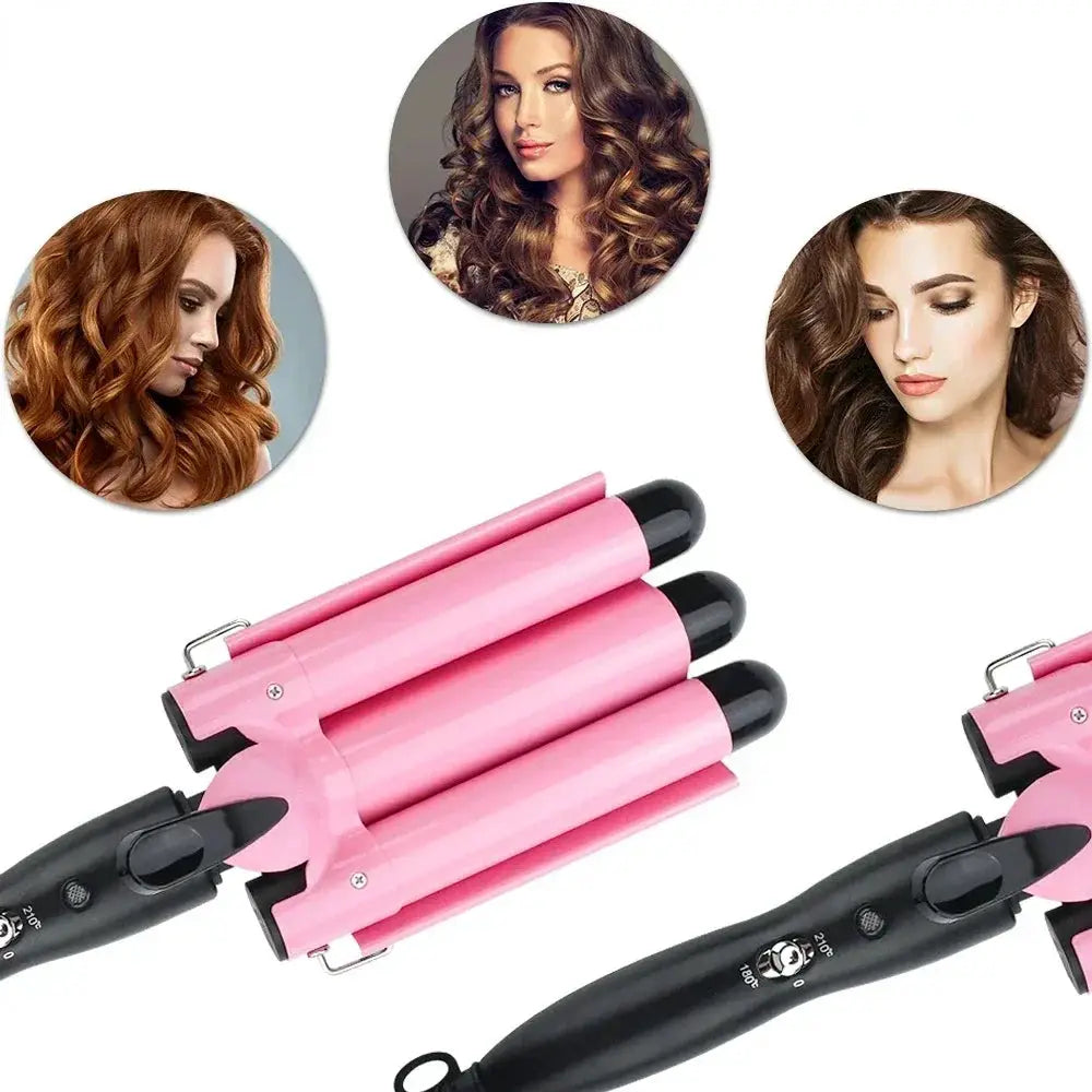 Ceramic Triple Barrel Hair Waver Curling Iron Professional