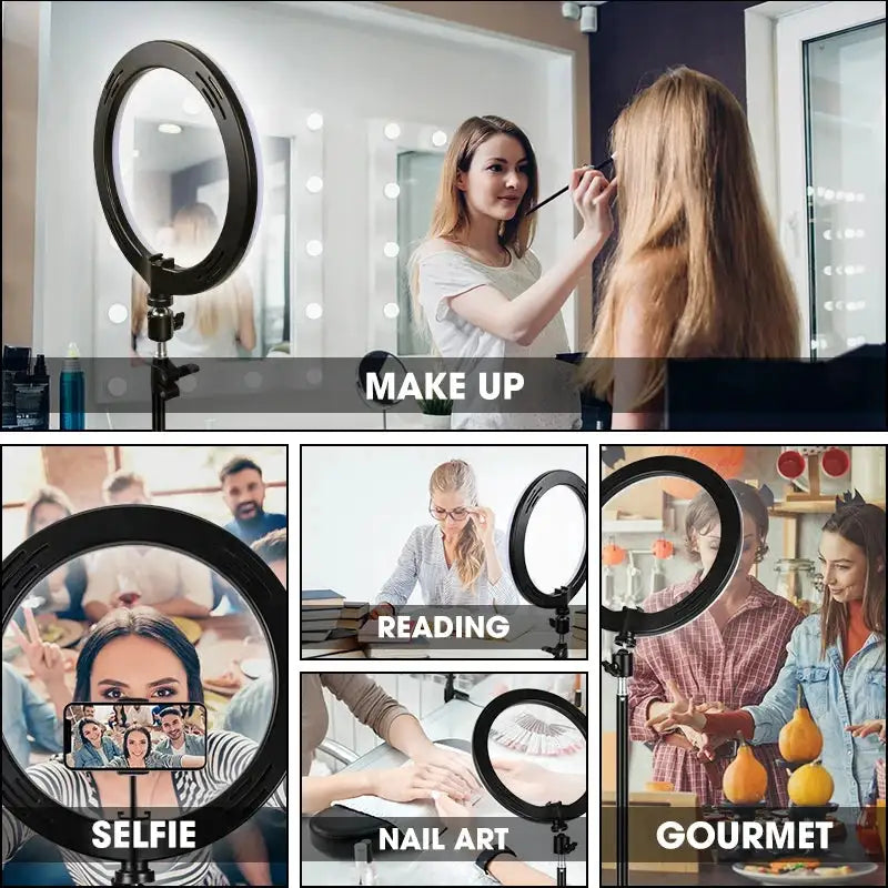 10 inch LED Selfie Ring Light Dimmable Photography Fill Lamp with Mini tripod for Mobile Phone Live Video Photo Studio Ringlight