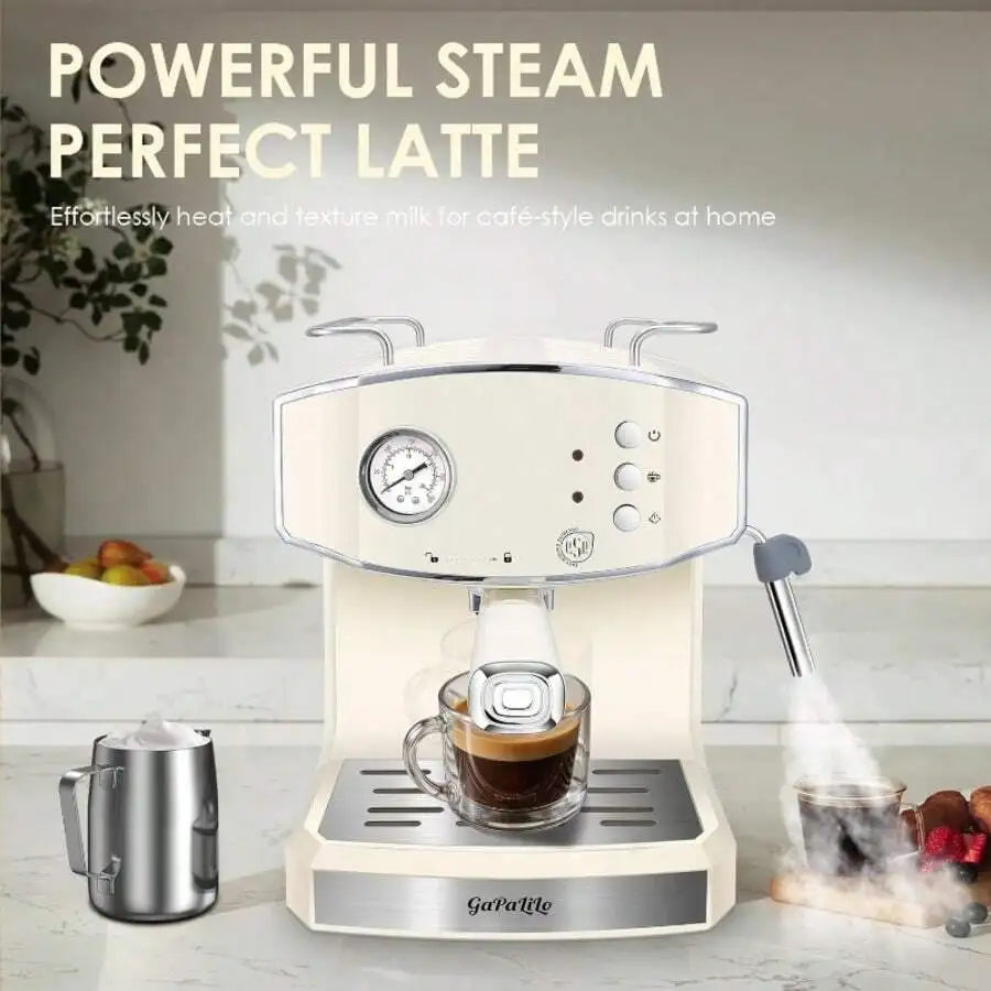 Retro Espresso Machine With Milk Frother, ESE Pod Compatible — product view 6