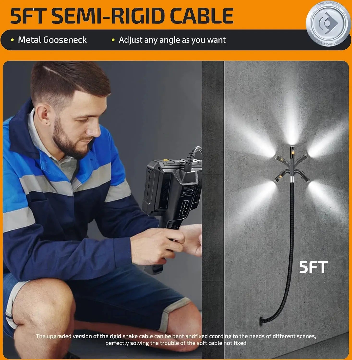 Lafoch S10 360 Rotating Dual Lens Endoscope - 3.9mm Probe, 5 - Inch IPS Display - stepyours.com