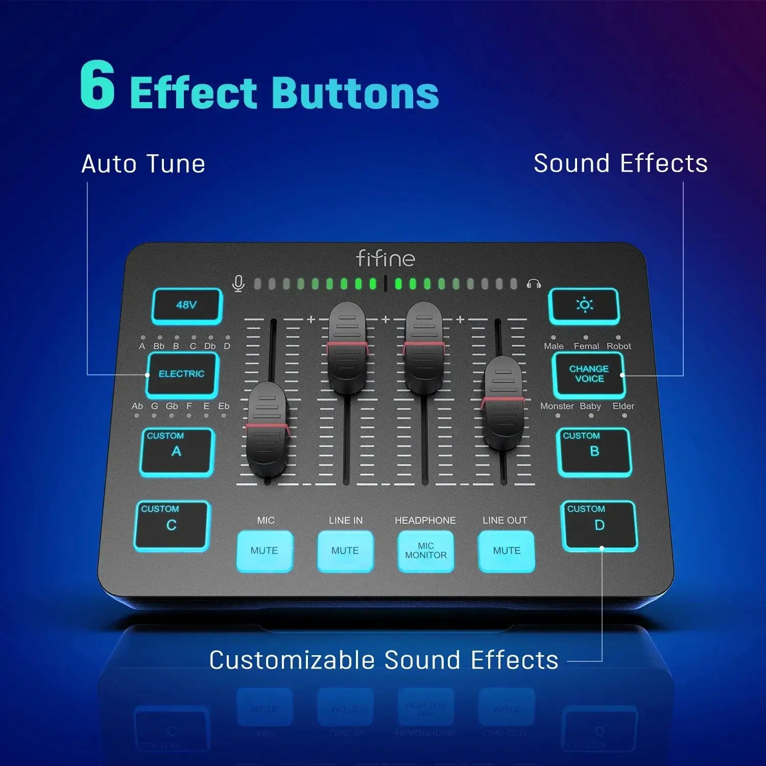 Gaming Audio Mixer Streaming RGB 4 Channel XLR Interface