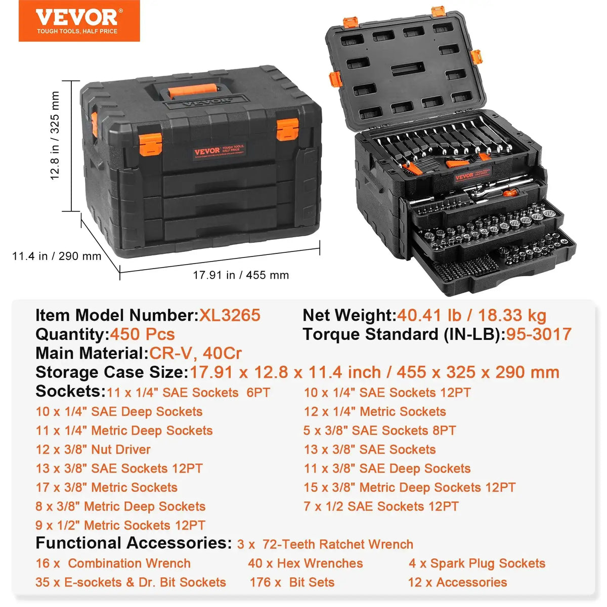 Heavy Duty Mechanic Tool And Socket Set — product view 7