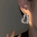 Elegant Luxury Zircon Flower Stud Earrings For Women Jewelry