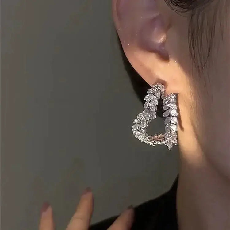 Elegant Luxury Zircon Flower Stud Earrings For Women Jewelry