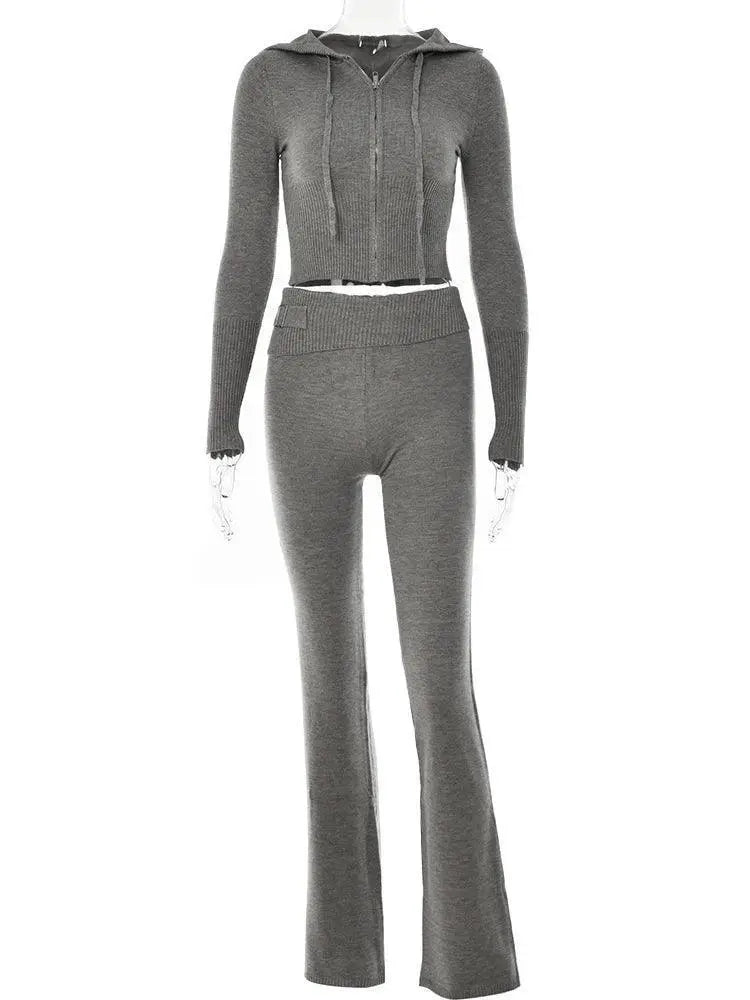 Fantoye Knitted Tracksuit Set Cozy Winter Loungewear