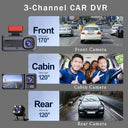 Smart 3 Channel Dash Cam for Cars 1080P Footage HD