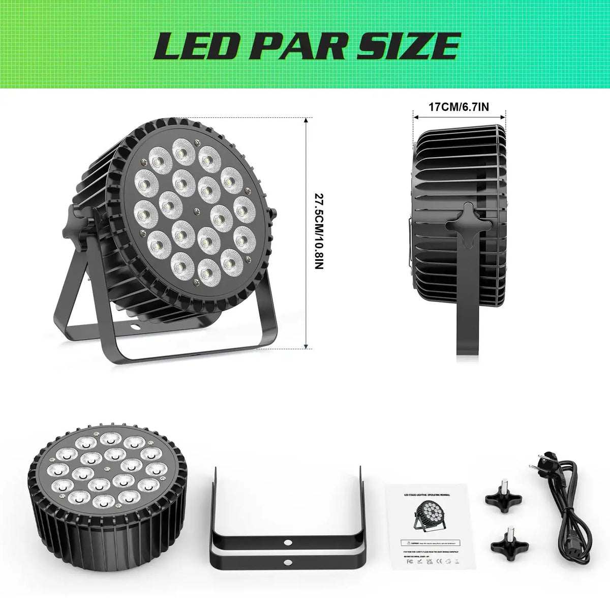 U'King 4PCS 200W LED Par Light DMX512 18x8W RGBW LED Wash Light Effect Flat Light for DJ Disco Party Club Wedding Stage Light