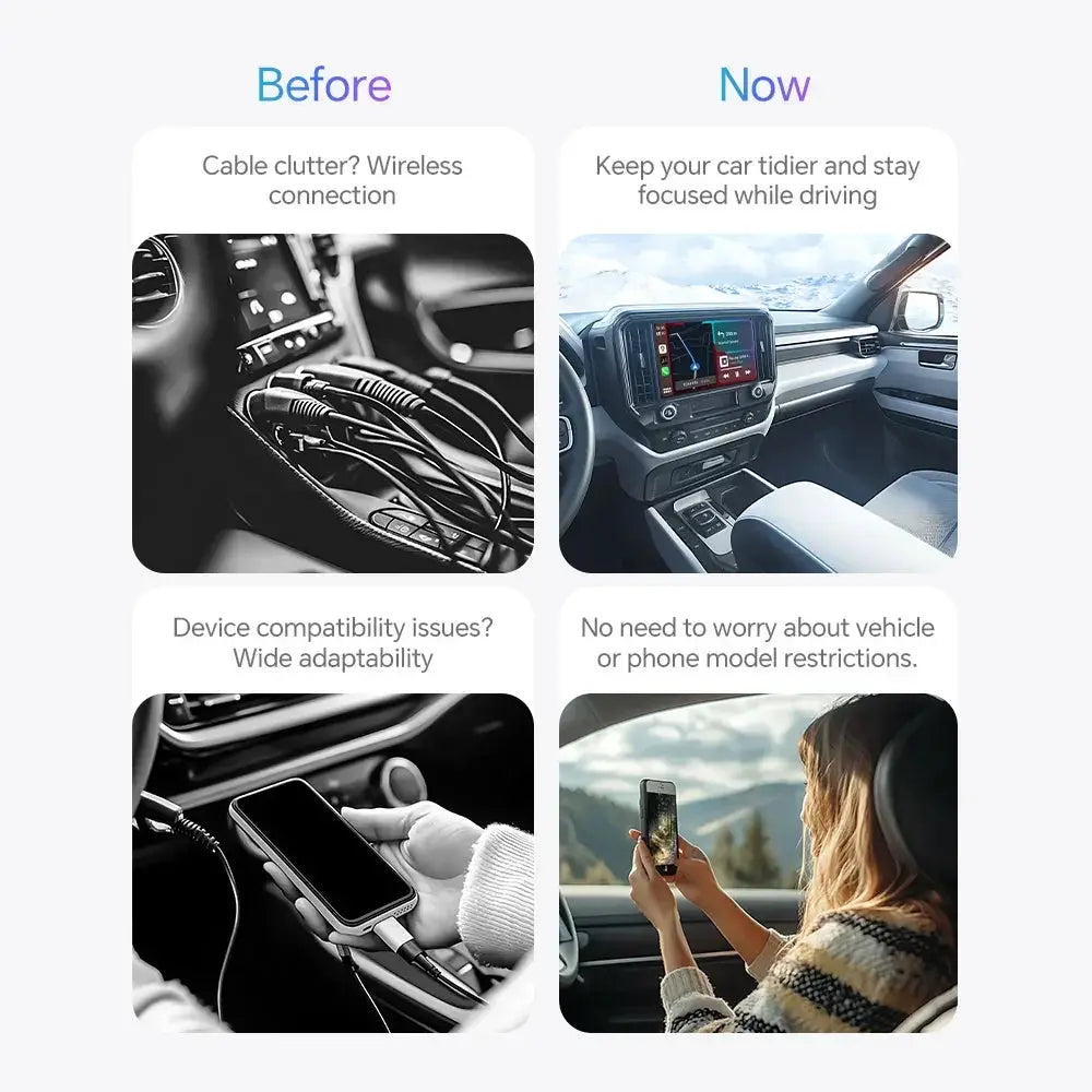 Mini Wired to Wireless CarPlay Android Auto 2in1 AI Box
