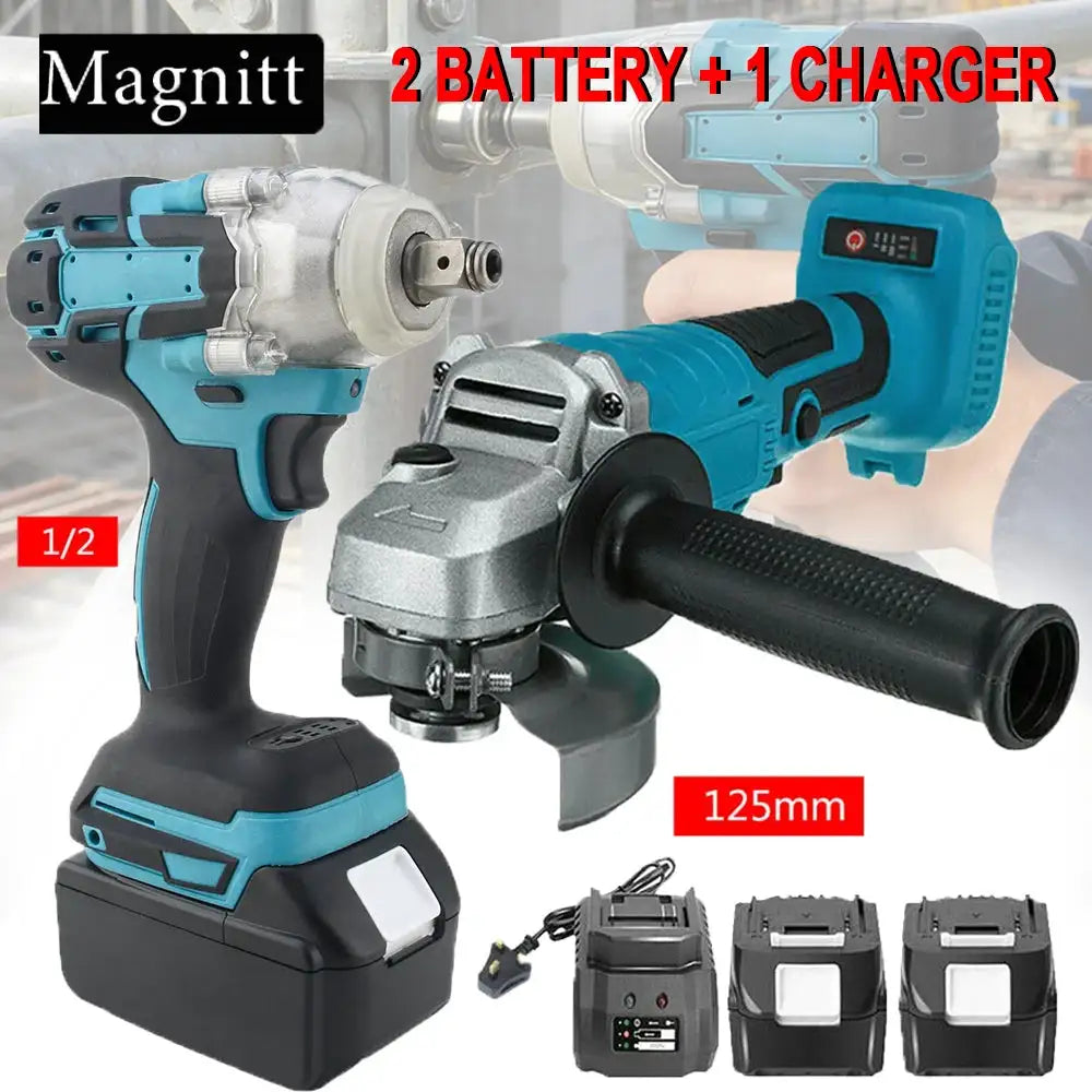 125mm Brushless Electric Angle Grinder Combo Kit Impact Wrench Power Tool For Makita 18V Battery Cordless Power Tool Set