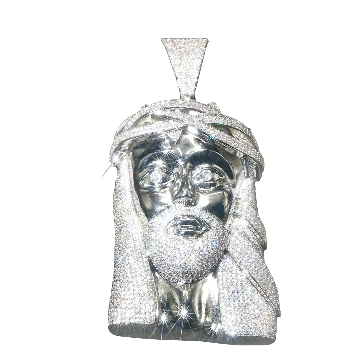 Hip Hop Pendant Necklace, Iced Out Jesus Head Design, Party — product view 8