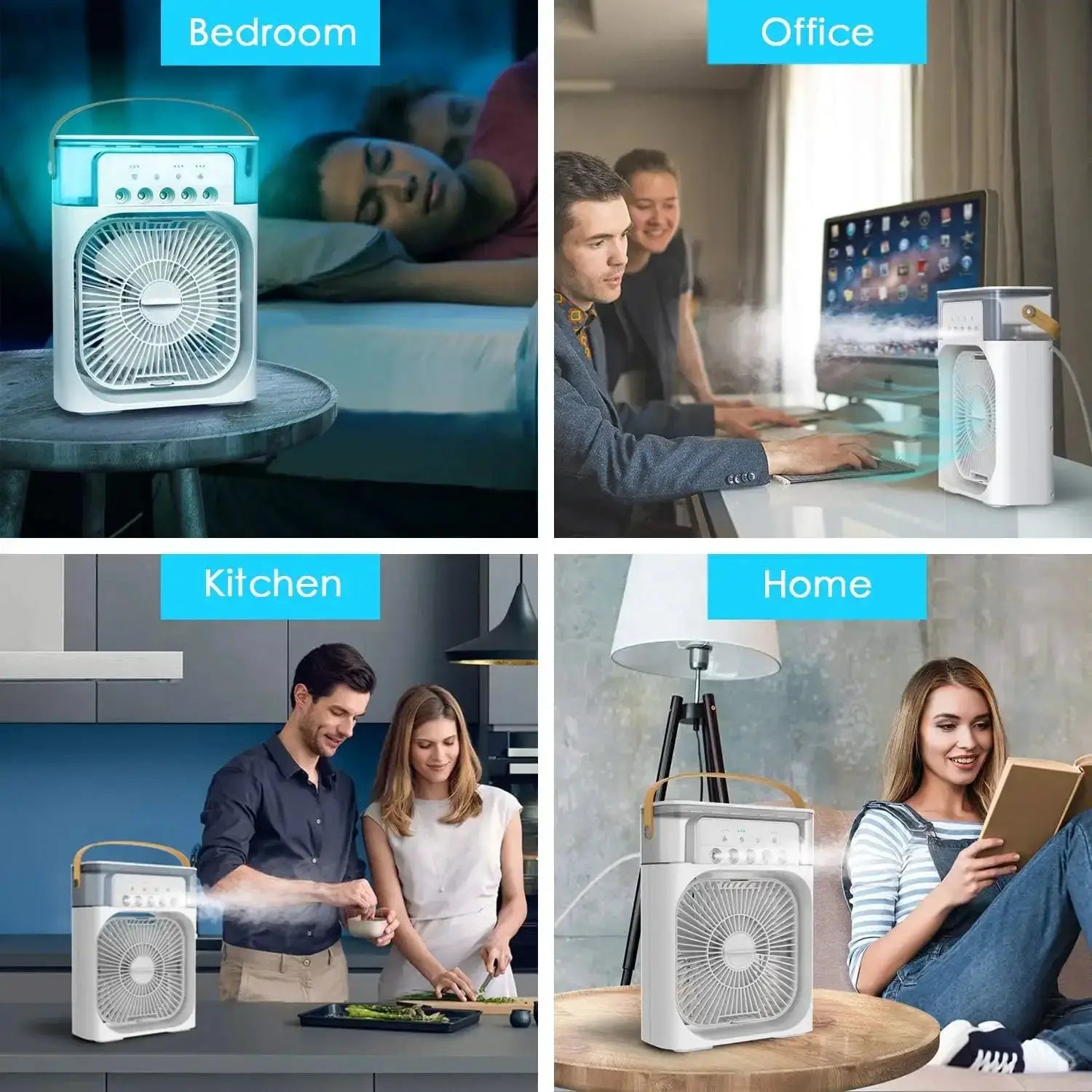 Portable USB Air Cooler Fan Humidifier Night Light 3 In 1 - OurLum.com