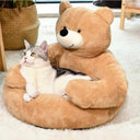 Cozy Bear Hug Dog Bed Winter Warm Plush Cat Mat Nest Sofa