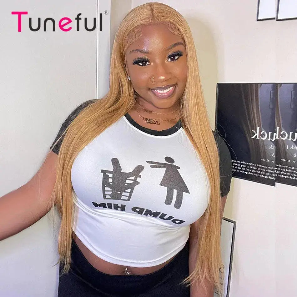 27 Inch Honey Blonde HD Lace Front Wig 180 Density Straight