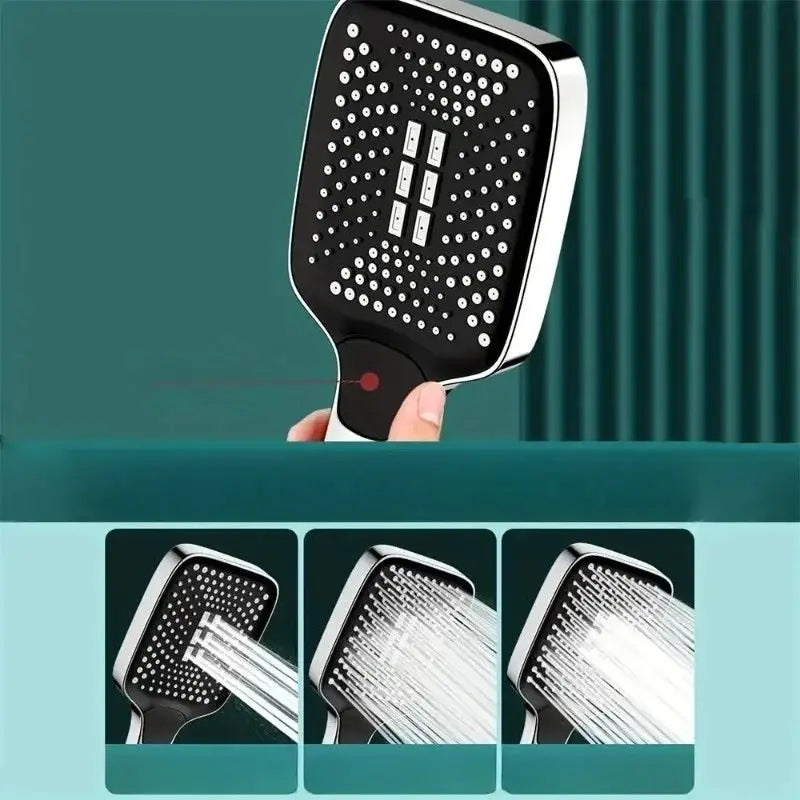 Adjustable 3-Mode High Pressure Shower Head Large Flow Water Saving Rainfall Shower Mixer Bathroom Accessory
