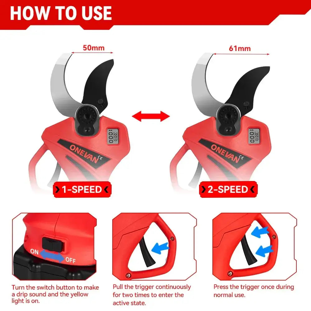 ONEVAN 18V Cordless Brushless Electric Pruning Shears