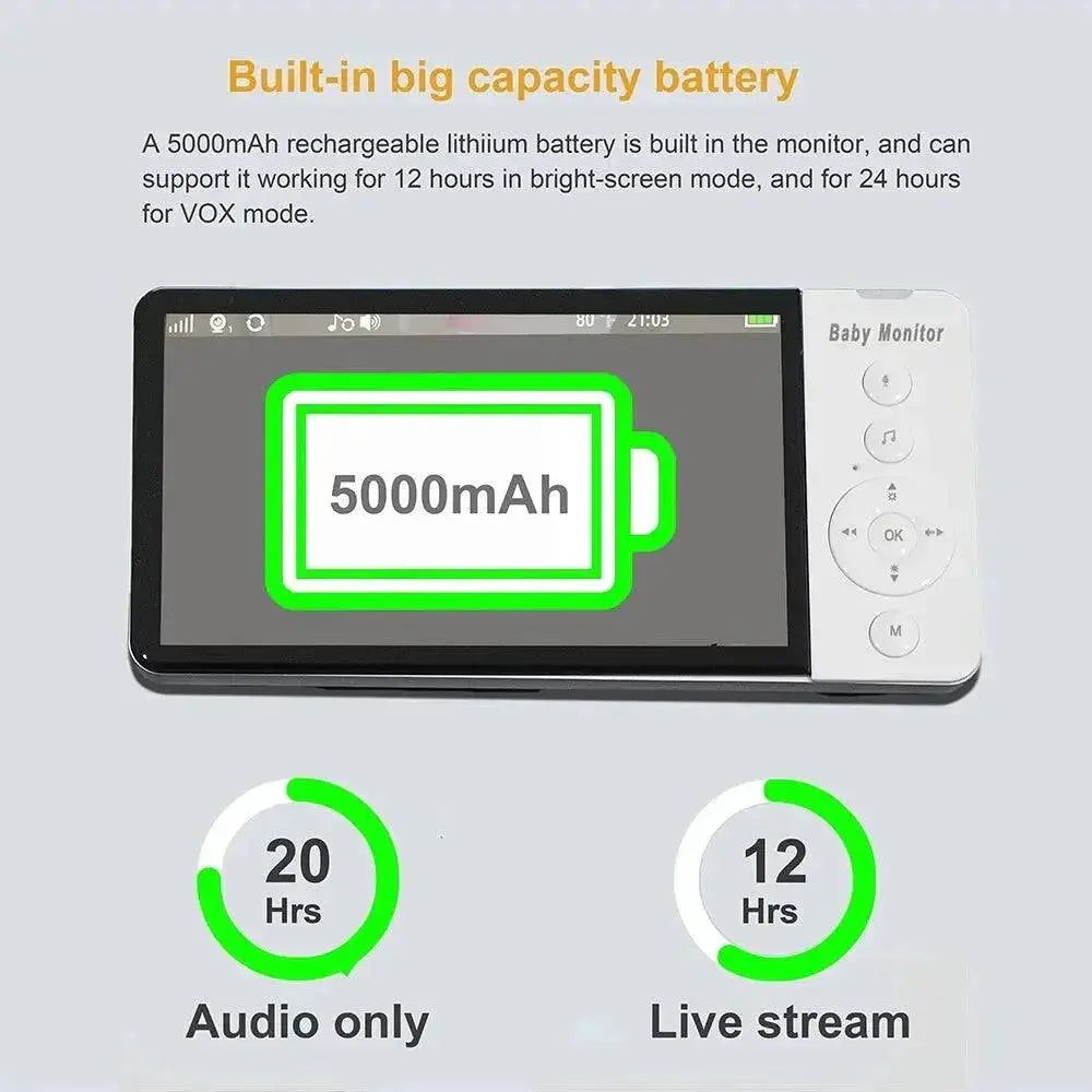 DBIT 5 Baby Monitor With Night Vision And 5000mAh Battery