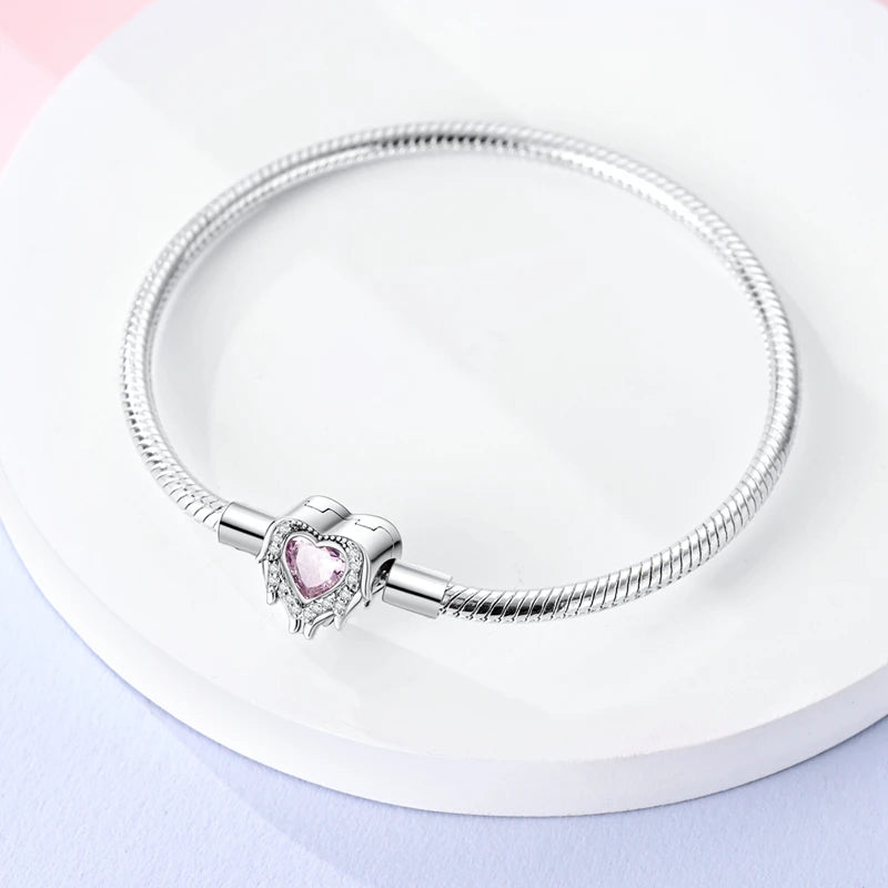 Sterling Silver Snake Chain Heart-shaped