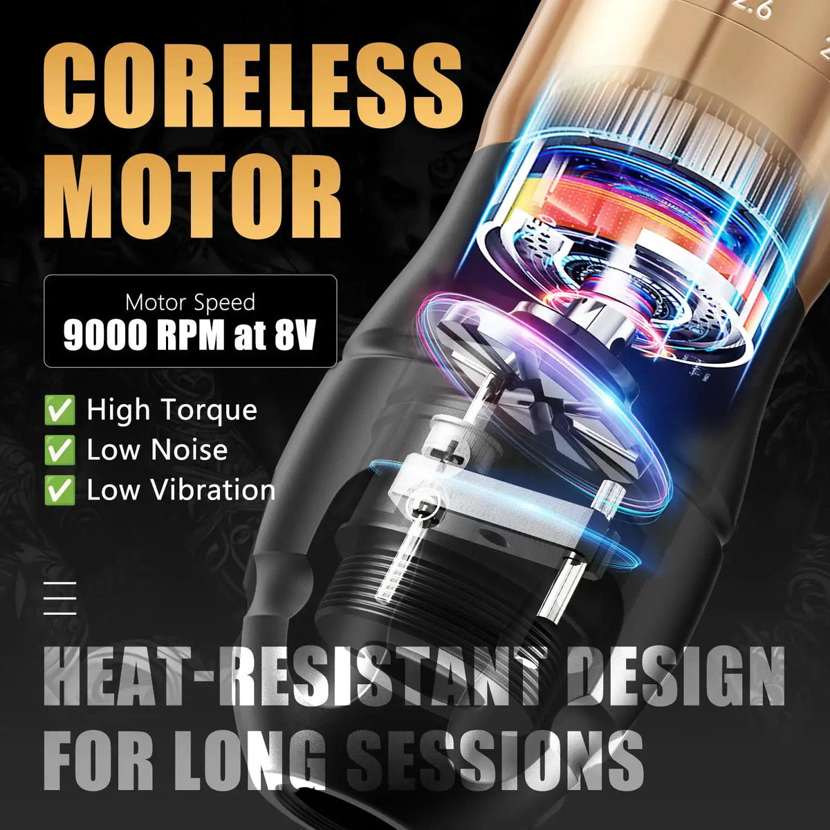 XNET C2/C3 Professional Wireless Tattoo Machine Coreless Motor 2.0-4.2mm Adjustable Stroke Tattoo Pen For Beginner For Tattoo