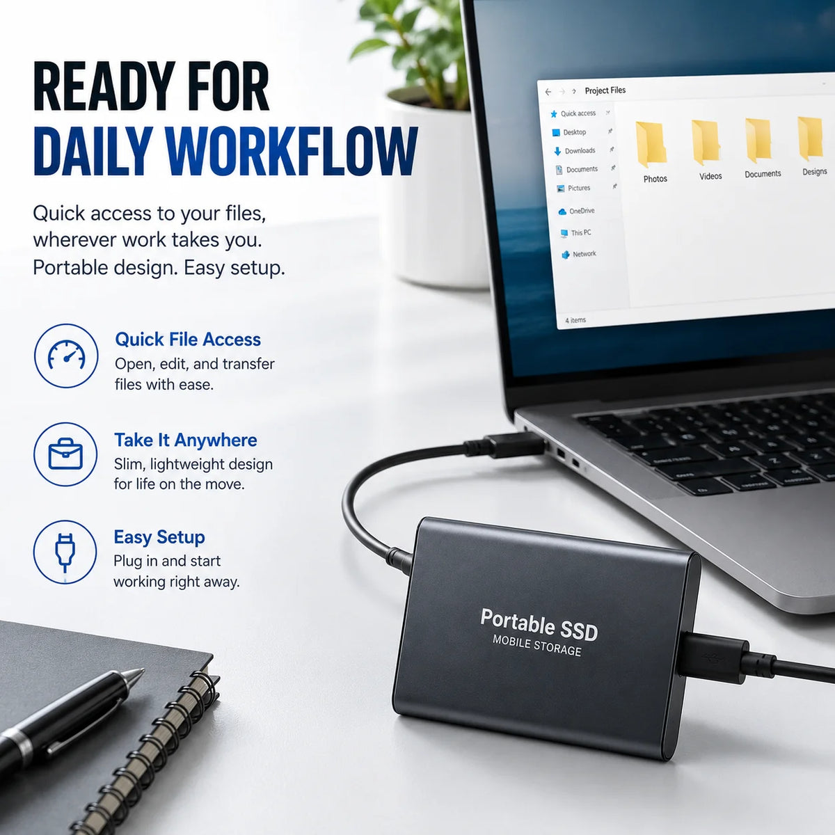 USB USB-C Laptop External SSD