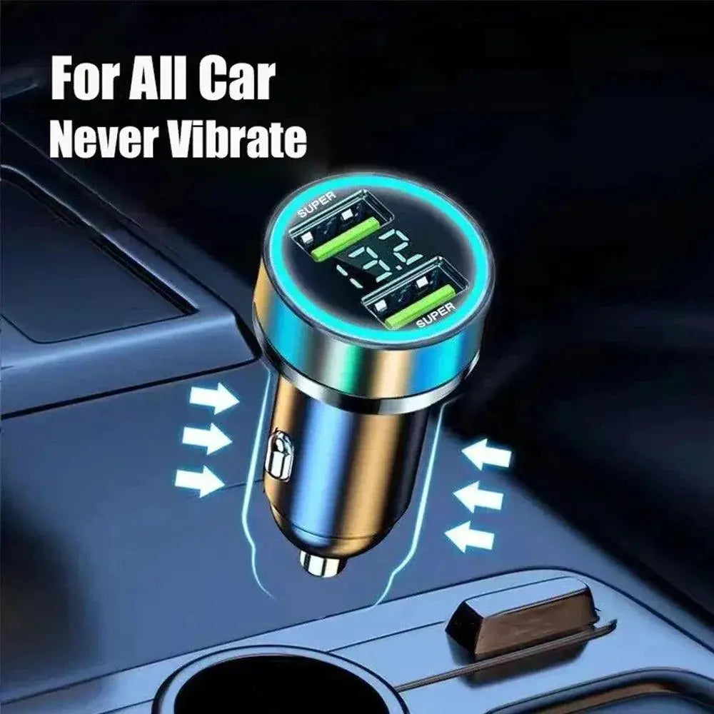 Car Charger Dual USB Ports Digital Display Fast Charge