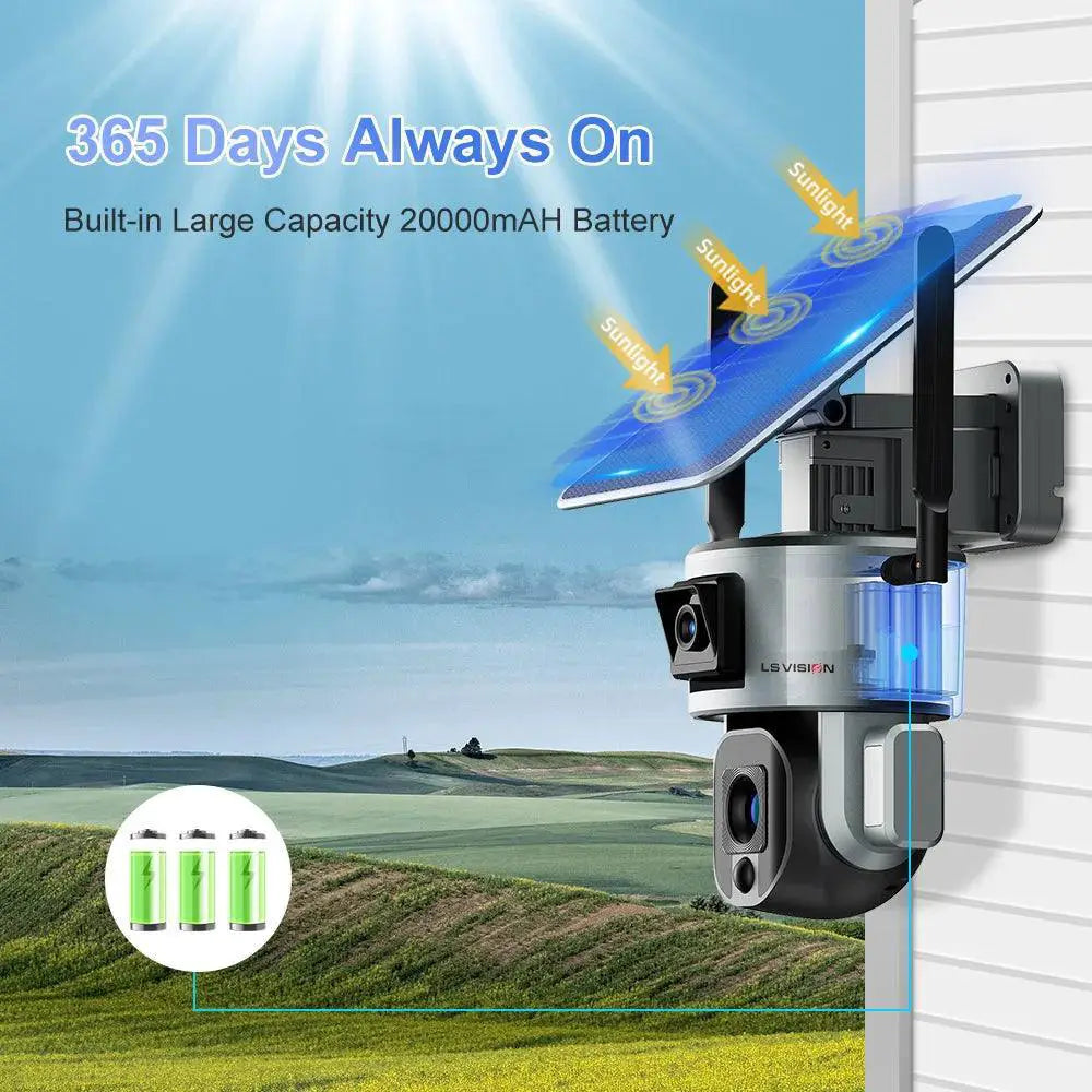 Outdoor Solar Dual Lens Security Camera 4K Resolution