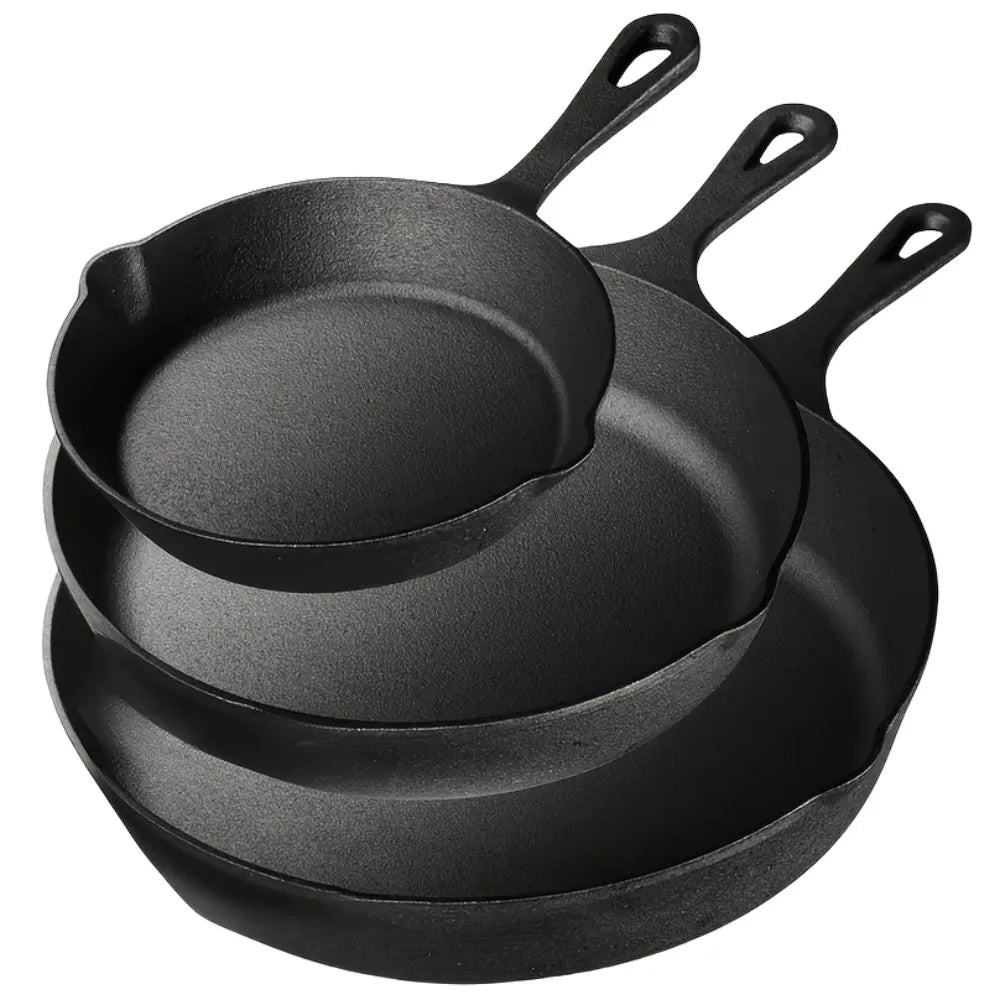 Cast Iron Skillet Set ( Inch) Pre-Seasoned, Heavy-Duty Pans — product view 1