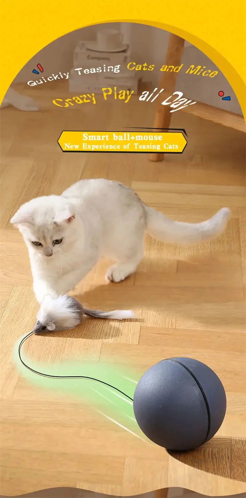 Kimpets Cat Toys Mouse Teaser Ball Electric Moving Toy