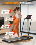 2.5HP Quiet 2 In 1 Under Desk Treadmill Incline Handle Bar
