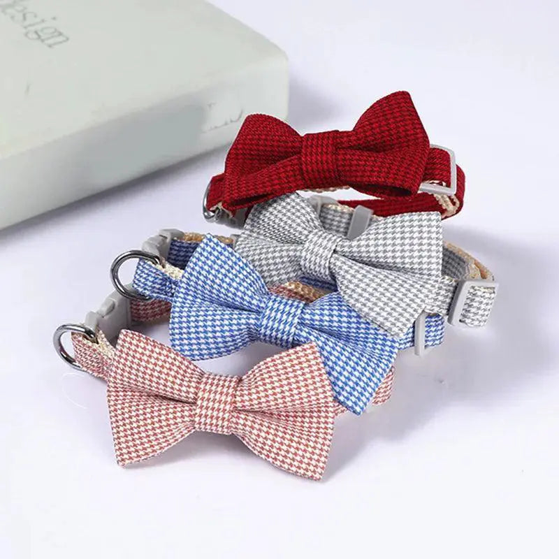 Plaid Print Dog Bow Tie Festive Holiday Accessory For Pets