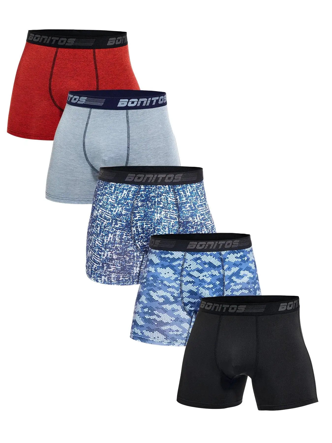 5 Pack Mens Polyester Boxer Briefs Underwear Set 2023