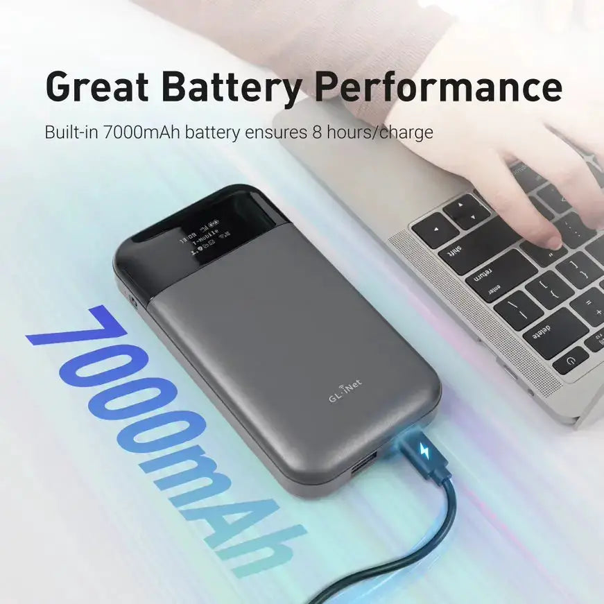 GL.iNet GL-E750V2 EM060K-G MUDI 4G LTE Portable Travel Router, Travel WiFi with SIM Card Slot, OpenWrt OpenVPN WireGuard, 7000mAh 8-hour battery, 300 plus 433Mbps Wi-Fi, 285g pocket travel size