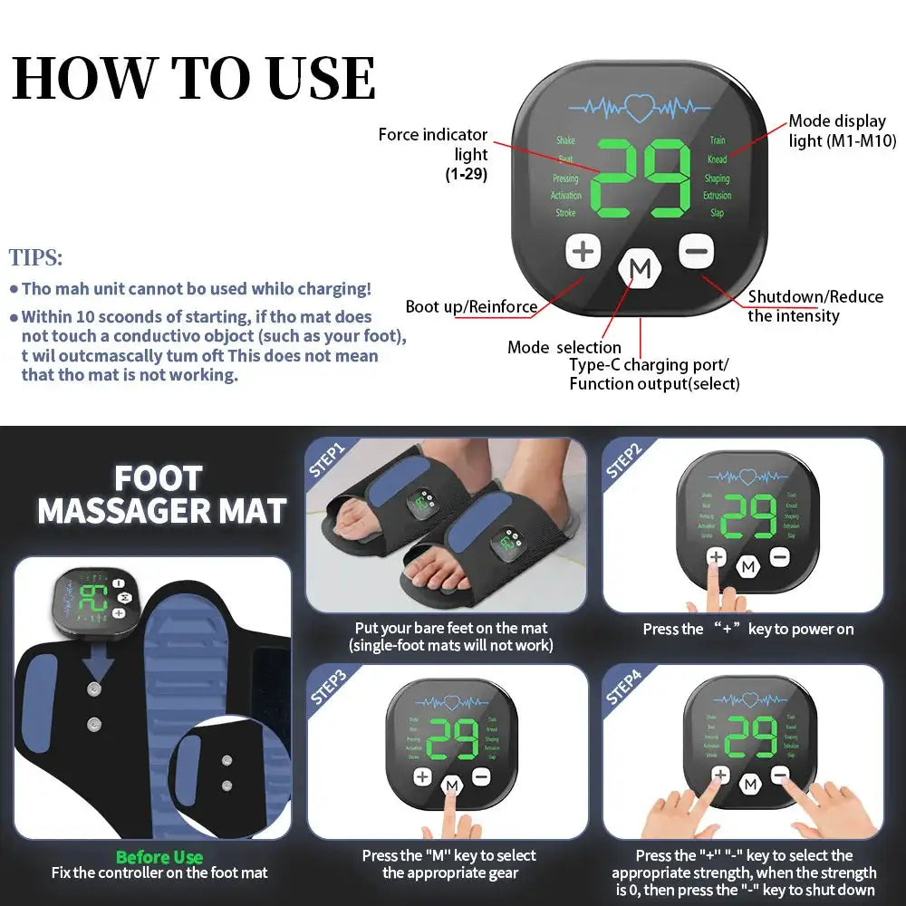 Ems Pad Muscle Stimulation Massage Electric Foot Massager Shoe Foot Relaxation Foot Spa Machine Feet Massager Tools Circulation