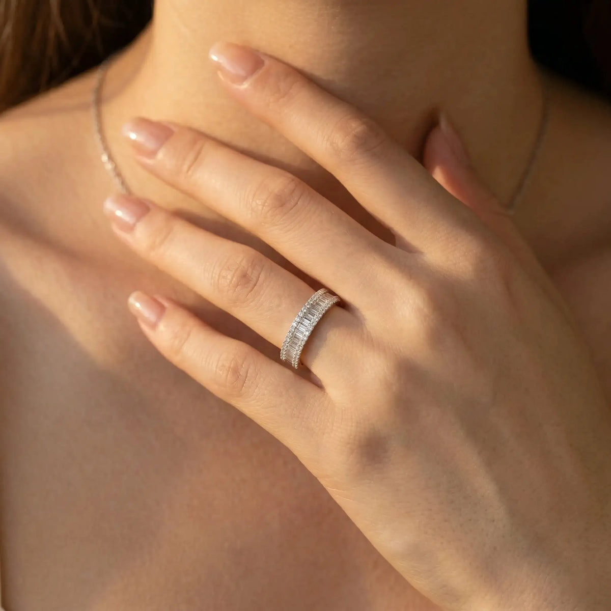Round Moissanite Ring in Sterling Silver Triple — product view 5