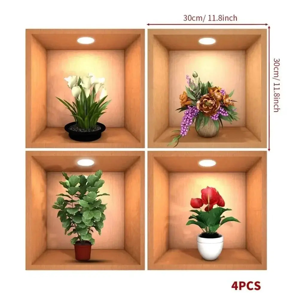 PVC Green Plant 3D Wall Stickers Self Adhesive Decor