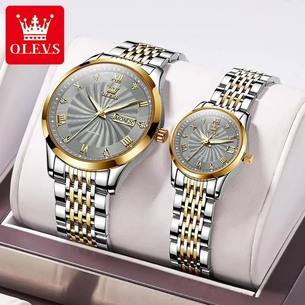 Olevs Couple Watches Waterproof Timepieces For Couples
