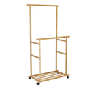 Bamboo Garment Coat Clothes Hanging Heavy Duty Rack Shelves