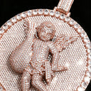 Gold Rose Gold Plated Cherub Angel Medallion Pendant Full Micro