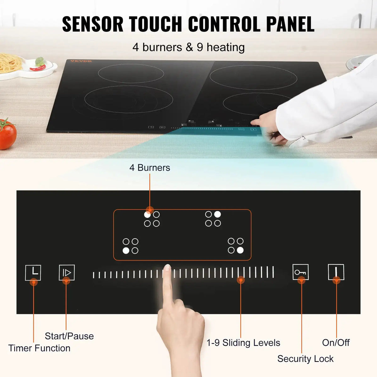 SucceBuy Burners Built-in Induction Stove Top Ceramic Glass — product view 3