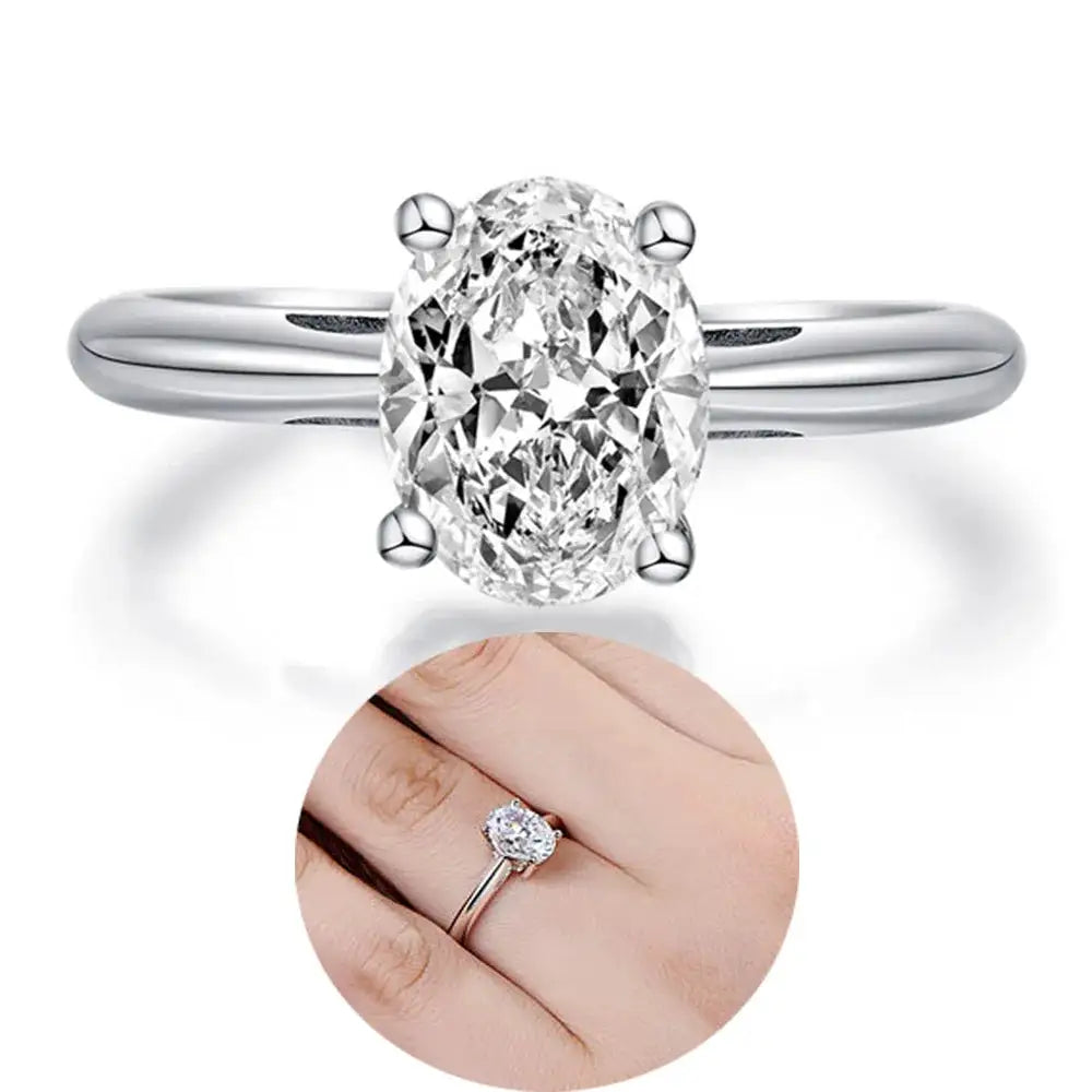 Moissanite Ring in Sterling Silver Shape — product view 2