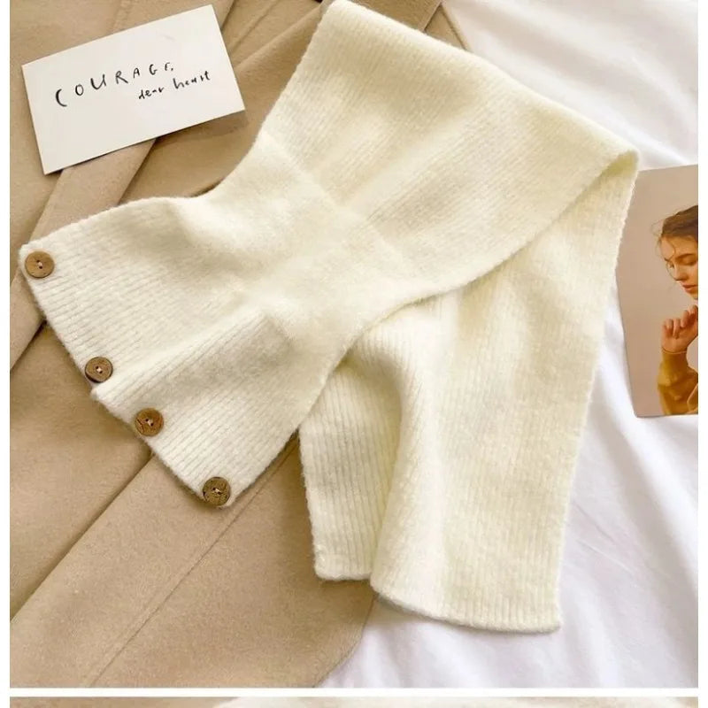 Button Knit Winter Scarf